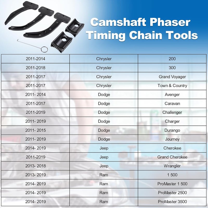 Toolwiz 3.6 Pentastar Timing Tool Kit for 2011 to 2019 Chrysler Dodge Jeep Grand Cherokee Wrangler 3.6L Engine Camshaft Phaser Timing Chain Tools 10200A+10202+10369A 6 PCS Camshaft Locking Set - Image 2
